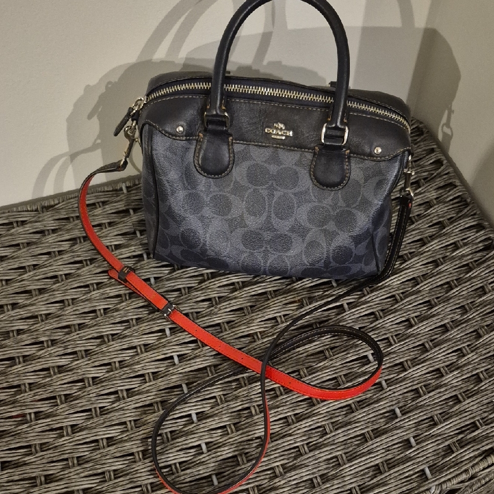 Coach Dark Blue and Red Satchel